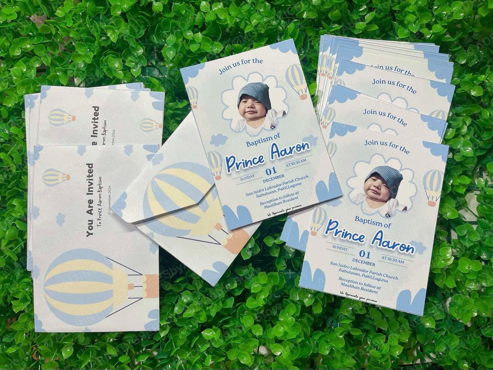 3r size INVITATION w/ ENVELOPE for BOYS (1 CARD)- No godparents