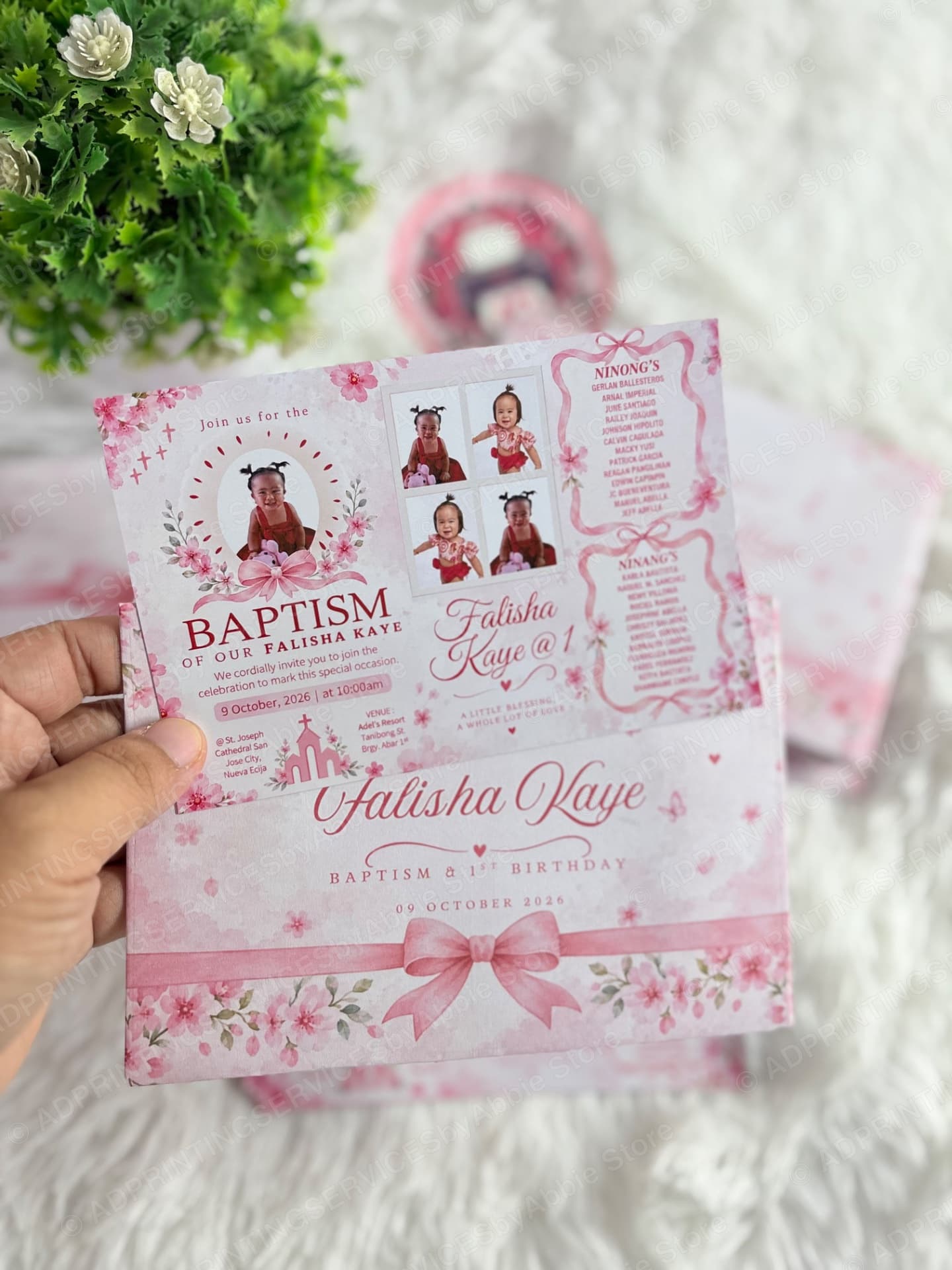 4R size Invitation w/ Envelope with Godparents
